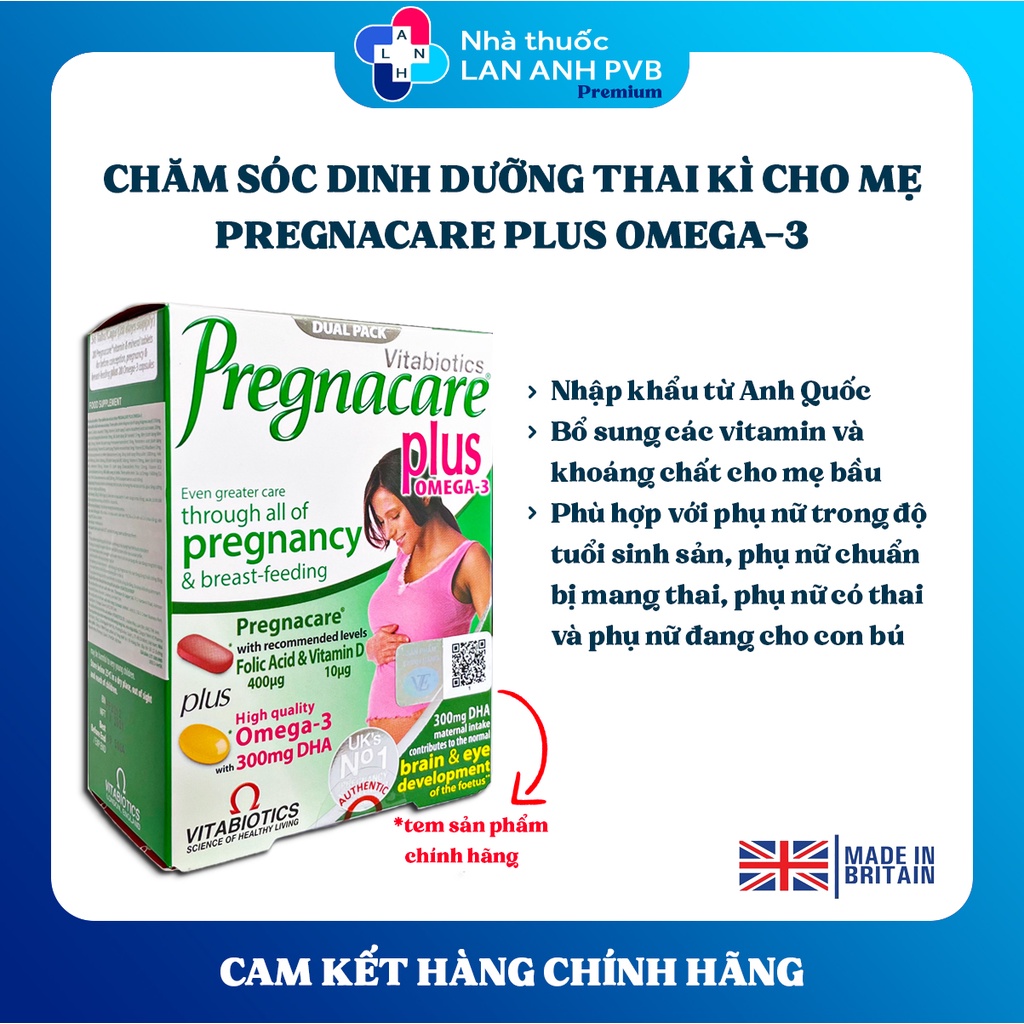 PREGNACARE PLUS OMEGA-3 - Chăm sóc dinh dưỡng trọn vẹn thai kì.