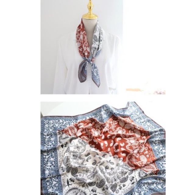 Khăn turban lụa vuông cột áo size 70x70cm - Maben