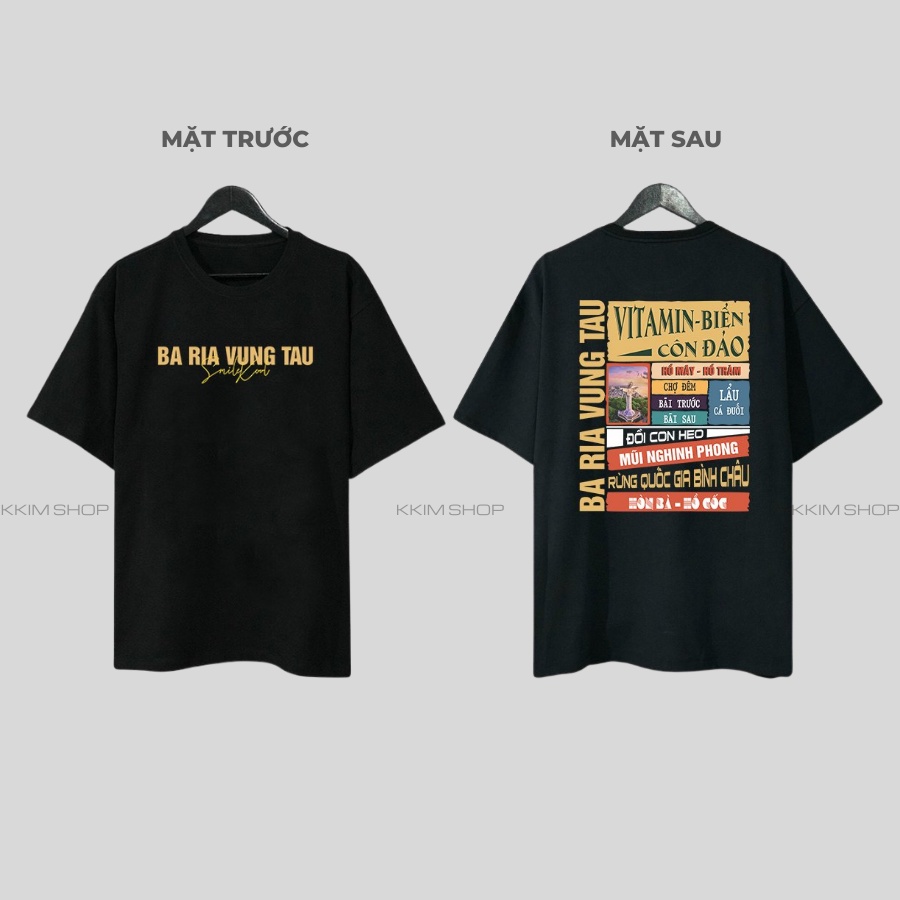 Áo thun tay lỡ BÀ RỊA VŨNG TÀU, Áo phông 63 tỉnh thành Form rộng oversize, chất liệu Cotton KKIMSHOP