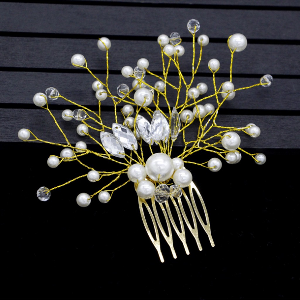 Lược cài tóc cô dâu đính hạt ngọc trai xinh xắn