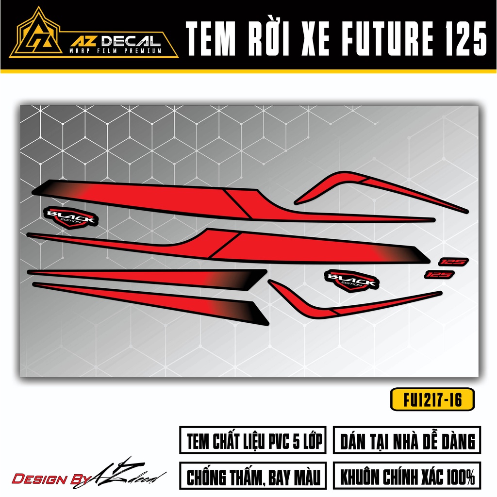 Team Decal Future FI 125 Đời 2012 - 2022 Mẫu Tem Chỉ Tinh Tế | FU-16 | Tem Dán Xe Future Màu Đỏ Trắng Đỏ Đen Đẹp
