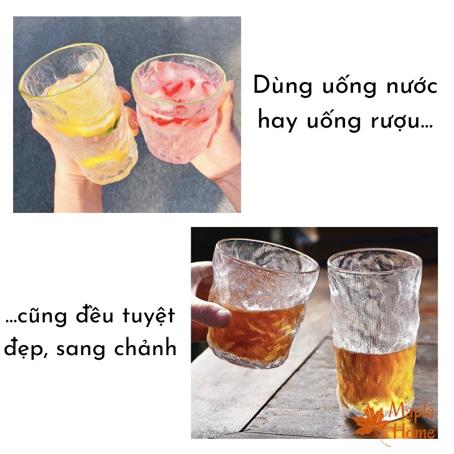Ly thủy tinh, cốc thủy tinh - pha lê mờ dáng cốc cao và thấp - dùng uống rượu và nước hoa quả