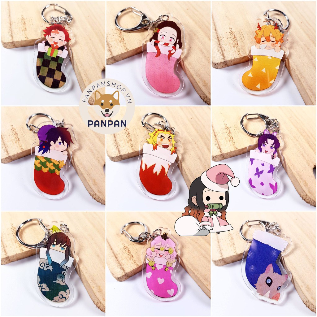 Móc Khoá Anime Mica Acrylic Giáng Sinh Kimetsu No Yaiba 9 nhân vật (5m) - Thanh Gươm Diệt Quỷ