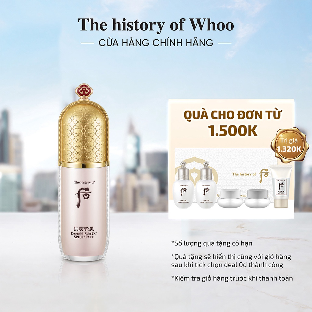 [Mã VISAPREMIUM giảm 150K]Kem CC trang điểm cao cấp The history of Whoo Gongjinhyang Mi Skin CC SPF30, PA++ 40ml