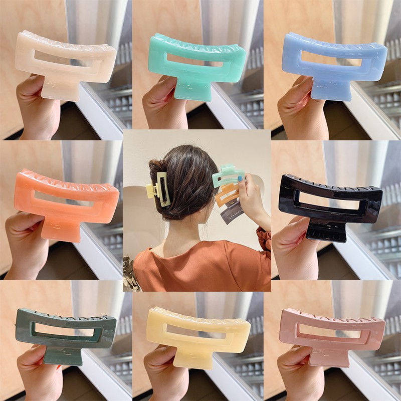 Kẹp gắp tóc cỡ lớn bằng acrylic dạng hình học thời trang Hàn Quốc thanh lịch