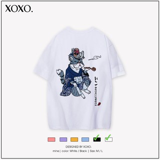 Áo thun tay lỡ form rộng dáng unisex  XOXO phong cách Nelly Ulzzang in hình MÈO HẤT CÙN SIÊU NGẦU