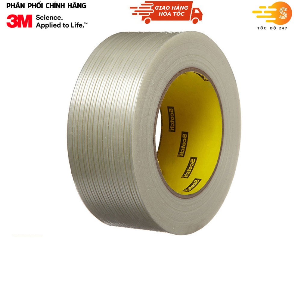 Băng keo cường lực gia cường sợi thủy tinh dài 50m 3M 897 - chiu được mài mòn, độ ẩm, ko chảy keo và tháo không để lạ