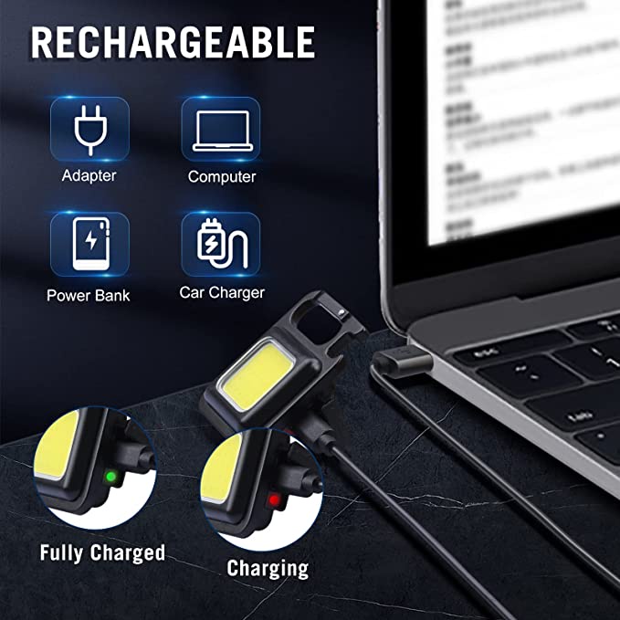 Đèn led mini COB 800 Lumens - Đèn pin móc khóa đa năng chống nước, sạc usb, bề mặt có nam châm, dễ dàng mang theo