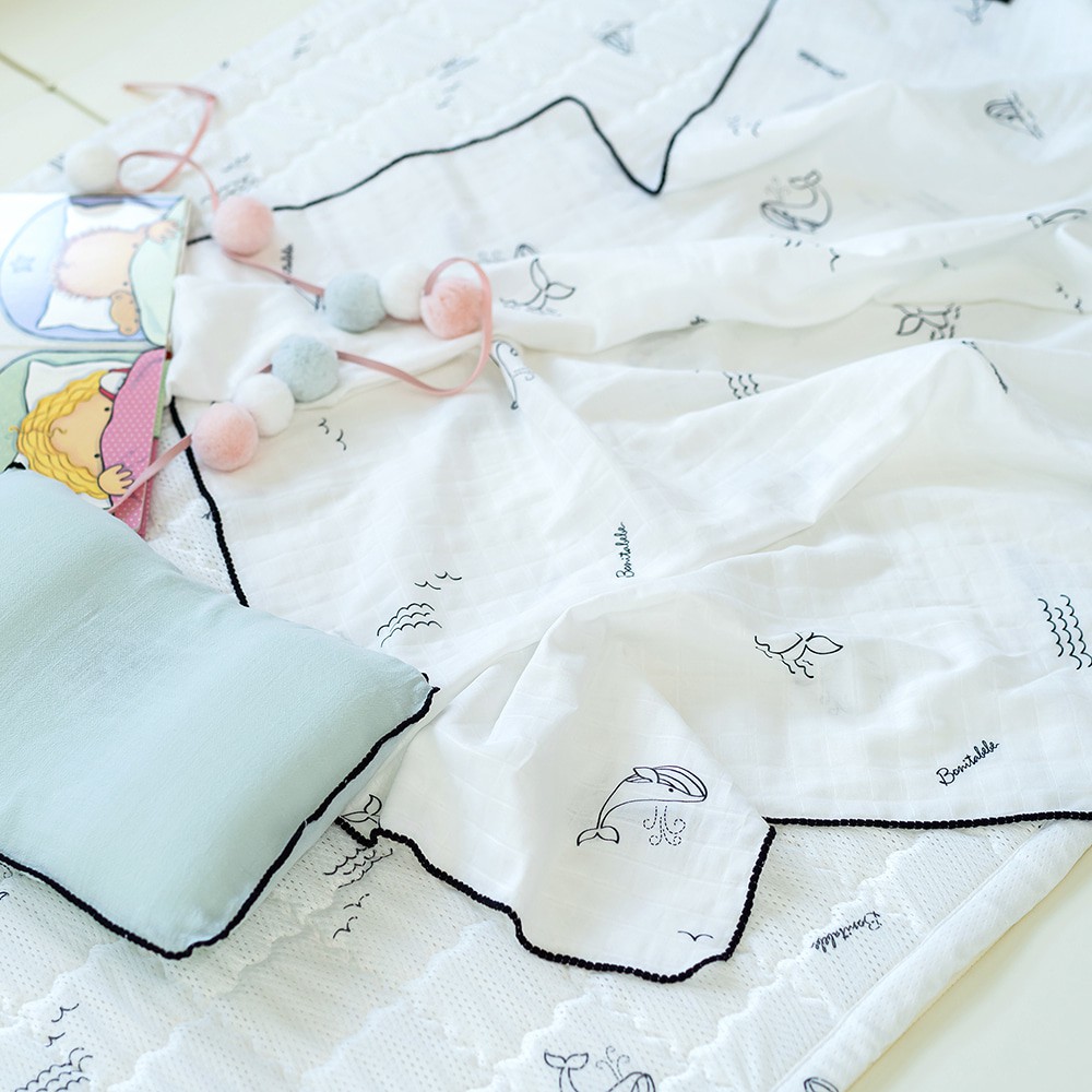 Chăn/ Mền Hè 2 lớp vải Loe mỏng nhẹ thông thoáng cho bé nhập khẩu Bonitabebe HQ