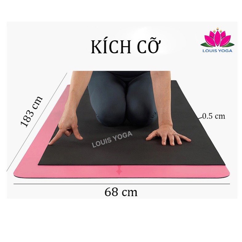 Thảm tập yoga cao su cao cấp GUEEN  183x68x0.5cm định tuyến - Chất liệu cao su chống thấm, chống trơn, trượt