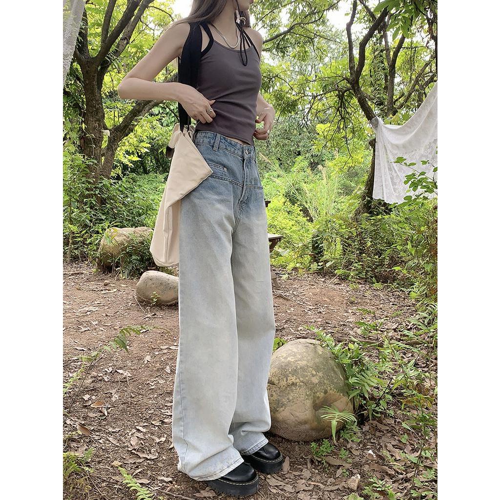 Quần Denim Ống Rộng Màu Sắc Gradient Thời Trang 51689