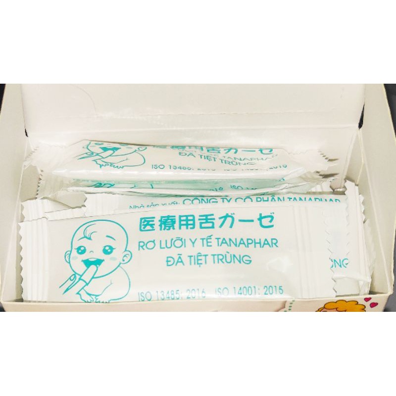 Gạc rơ lưỡi y tế trẻ em TANAPHAR hộp 50 chiếc ( đã tiệt trùng từng chiếc )