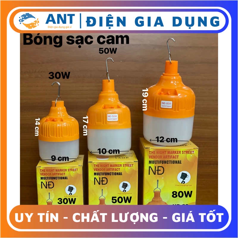 Bống sạc TÍCH ĐIỆN trụ cam 30W-50W-80W