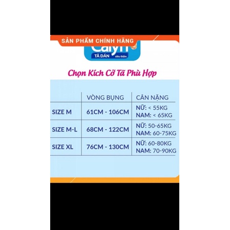 Tã Dán Caryn L 40/M40 miếng