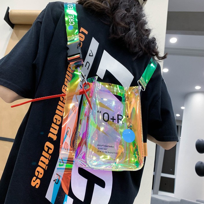 Túi Đựng Điện Thoại Bằng PVC Trong Suốt Màu laser Có Dây Đeo Vai Cho ko016
