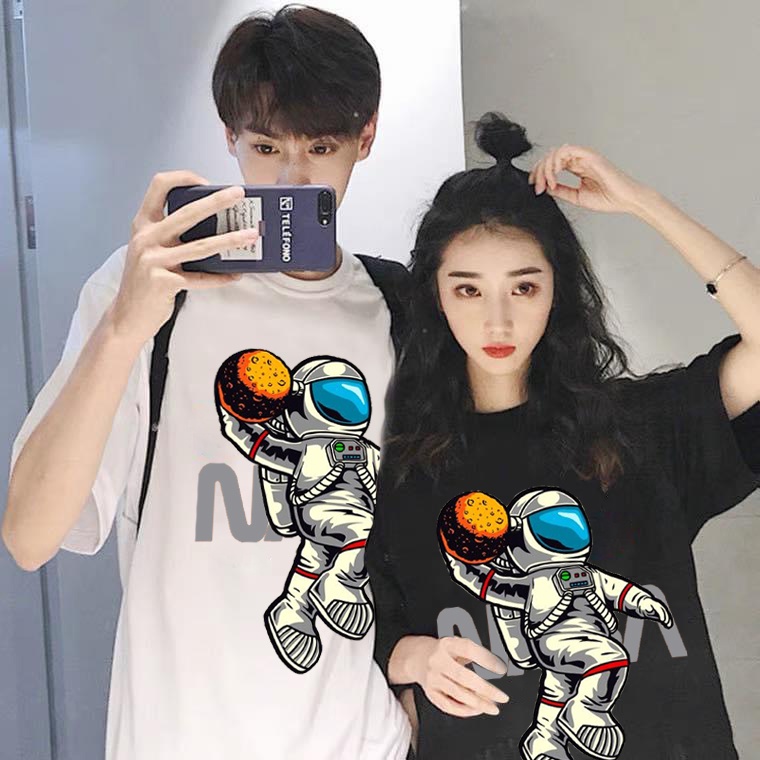 Áo thun tay lỡ form rộng unisex phi hành gia Nasa chất cotton mềm mát