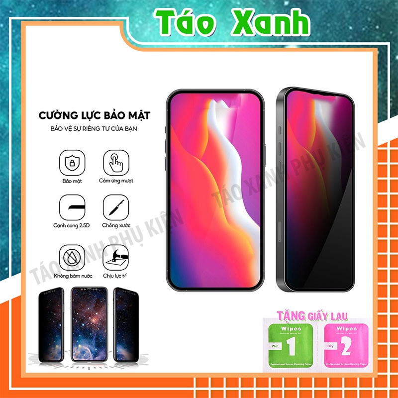 Kính Cường Lực Iphone Chống Nhìn Trộm Full Màn ip 6 7 8 X Xr XsMaX 11 12 13 14 pro plus proMax [CNT]