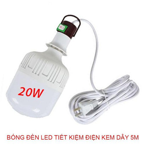 ⚡️𝐅𝐑𝐄𝐄 𝐒𝐇𝐈𝐏⚡️ Bóng Đèn led  20w Kèm Dây Cắm dài 5m