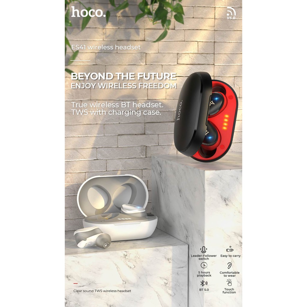 Tai nghe Bluetooth TWS Hoco ES41 Clear sound BT V5.0 Pin dùng tới 5H - Hãng phân phối chính thức