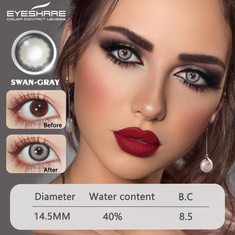 Cặp kính áp tròng EYESHARE màu sắc tự nhiên làm đẹp hàng năm thời trang dành cho mắt