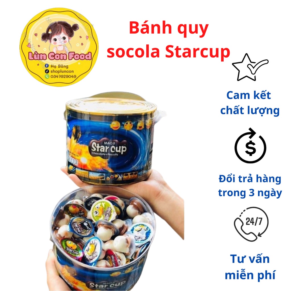 BÁNH QUY SOCOLA VIÊN STAR CUP THÁI LAN XÔ 100 CỐC - Lùn Con Food