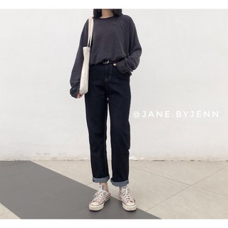Quần jeans ống suông thẳng cạp cao