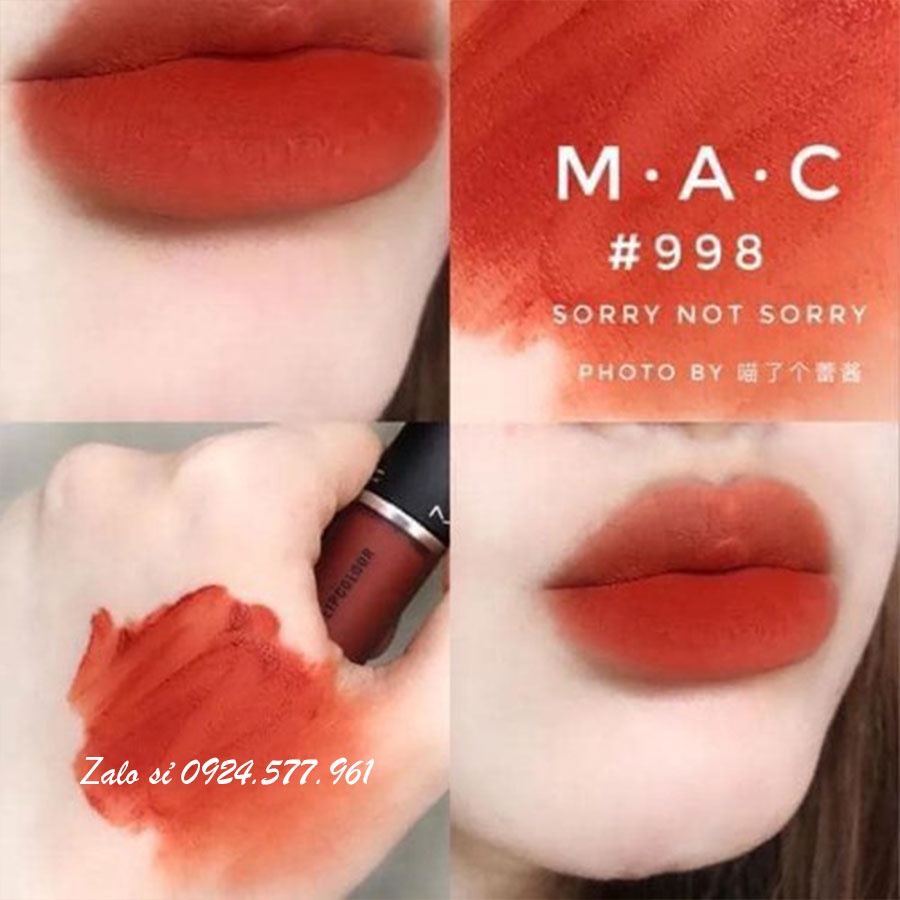 Son Mac chính hãng powder kiss lipstick giá rẻ chuẩn Auth có bill đầy đủ, son kem lì lâu trôi full size