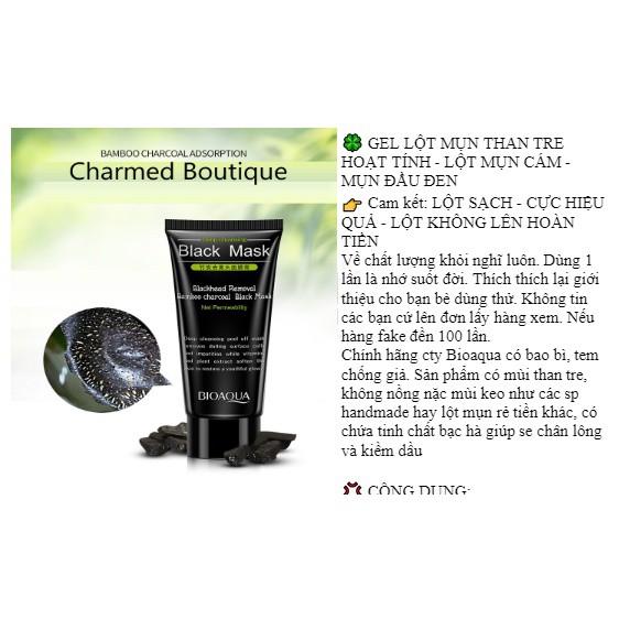 Gel lột mụn siêu cấp chiết xuất than tre hoạt tính Bioaqua tuýp 60gr | BigBuy360 - bigbuy360.vn