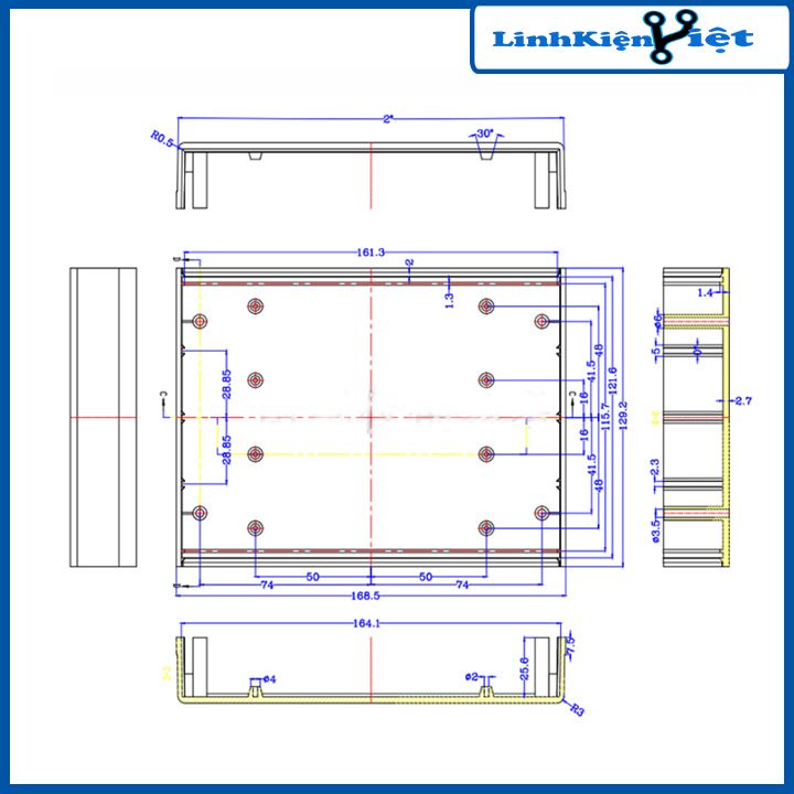Hộp nhựa kỹ thuật  H7 kích thước 170x130x55mm kèm ốc vít