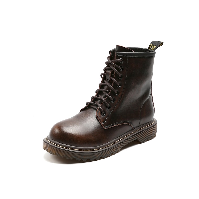 Giày boots da bò cổ cao vintage