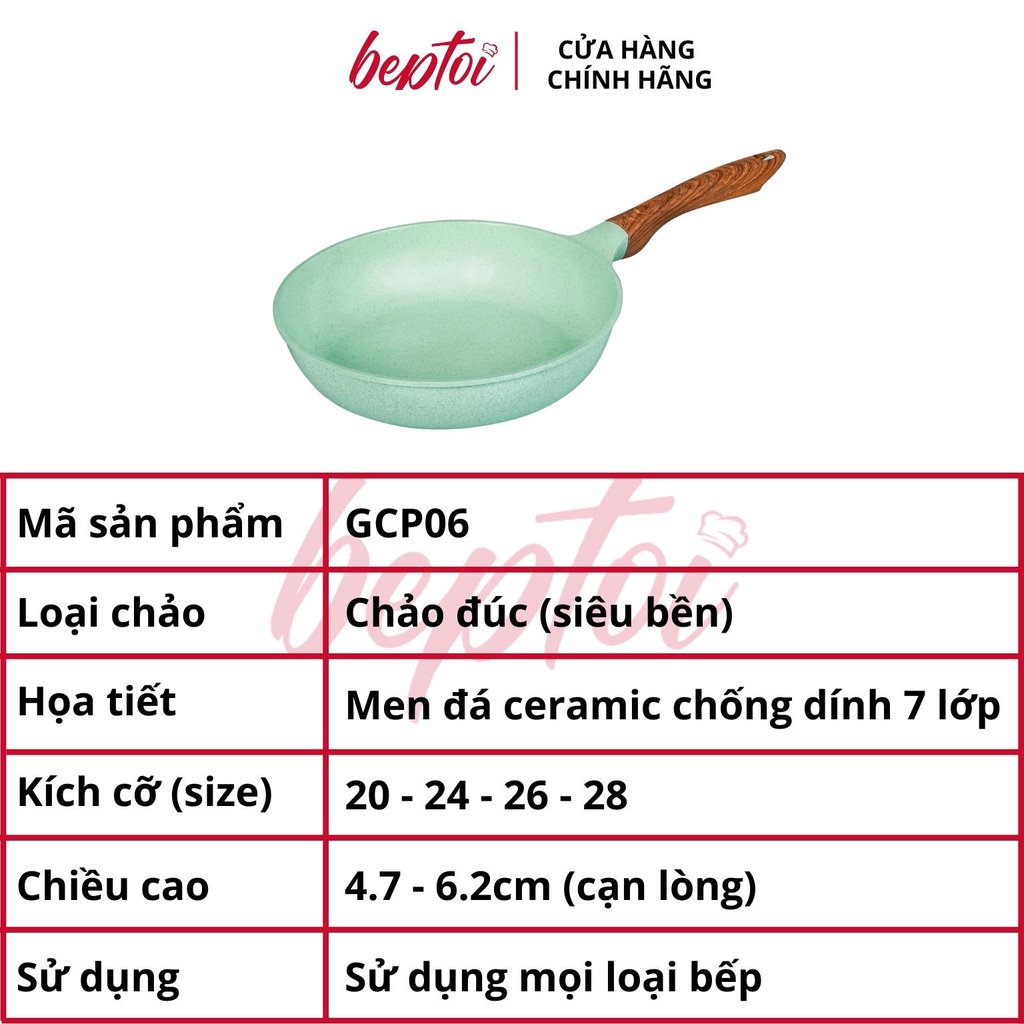 Chảo chống dính đáy từ vân đá Green cook, chảo chống dính bếp từ Green Cook
