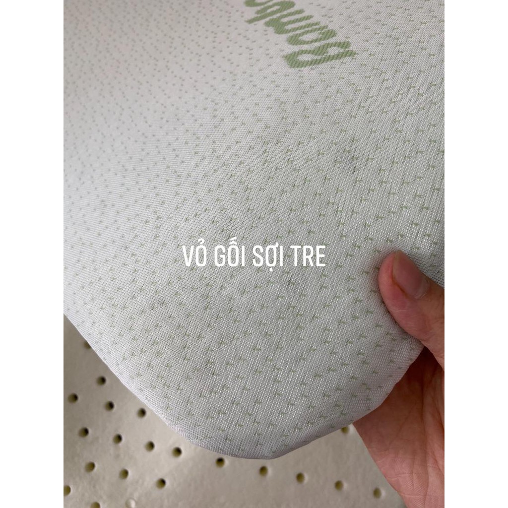 Gối Cao Su Non Bamboo, Gối Lõm Thông Hơi Chống Méo Đầu Cho Bé