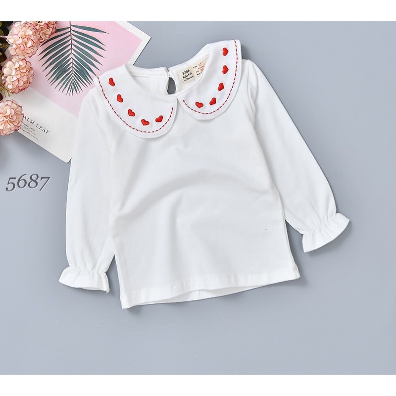 áo dài tay bé gái cổ bèo chất cotton nỉ  Ảnh thật Rio chụp, hàng có sẵn kèm video