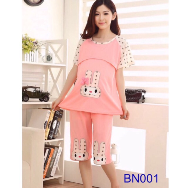Bộ đồ bầu cho con bú cộc tay-BNC001