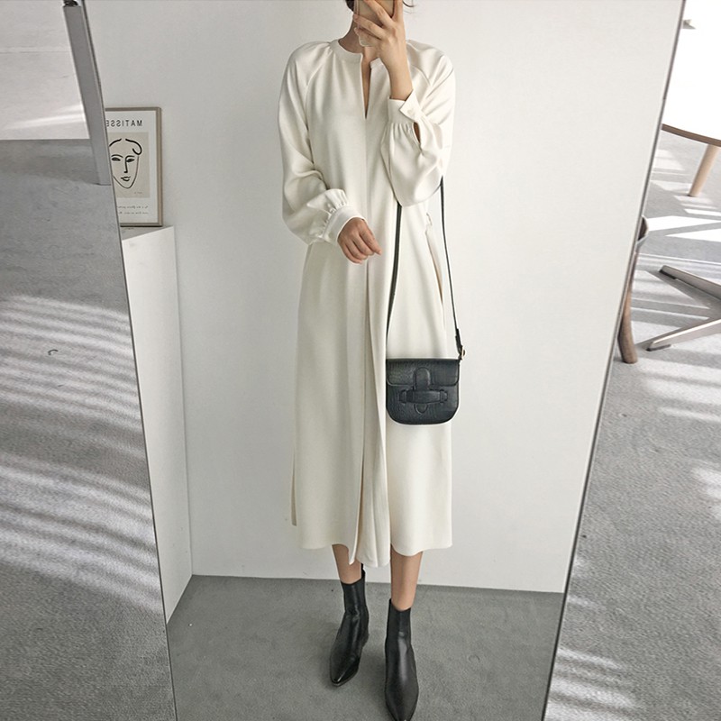 ZANZEA Đầm Dáng Dài Cổ Chữ V Tay Phồng Thời Trang Nữ Dễ Thương | BigBuy360 - bigbuy360.vn