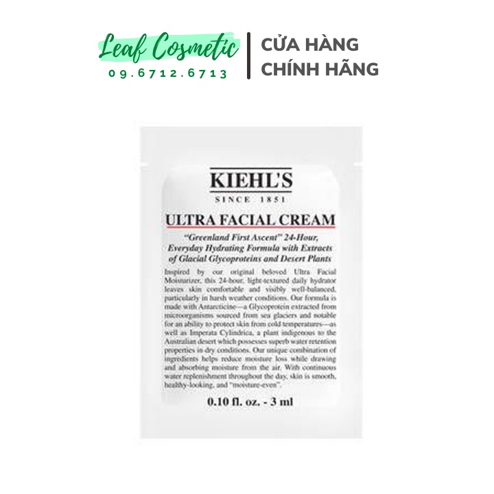 [ Sample - 3ml ] Kem dưỡng ẩm Kiehl's Ultra Facial Cream / Kiehls