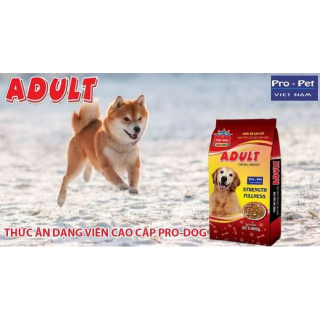 [Mã PET50 giảm 10% - tối đa 50K đơn 250K] THỨC ĂN CHO CHÓ Pro-Dog Adult Dạng hạt Túi 1,5kg Xuất xứ Pro-Pet Việt Nam