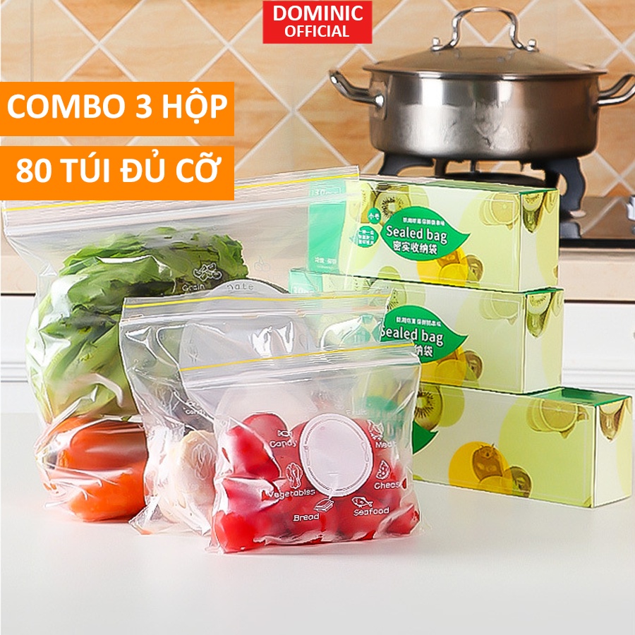 Túi Zip Đựng Thực Phẩm Trong Suốt Combo 3 Hộp Nhiều Kích Cỡ Đựng Đồ Khô Bánh Kẹo Thức Ăn Trong Tủ Lạnh Kín Tái Sử Dụng