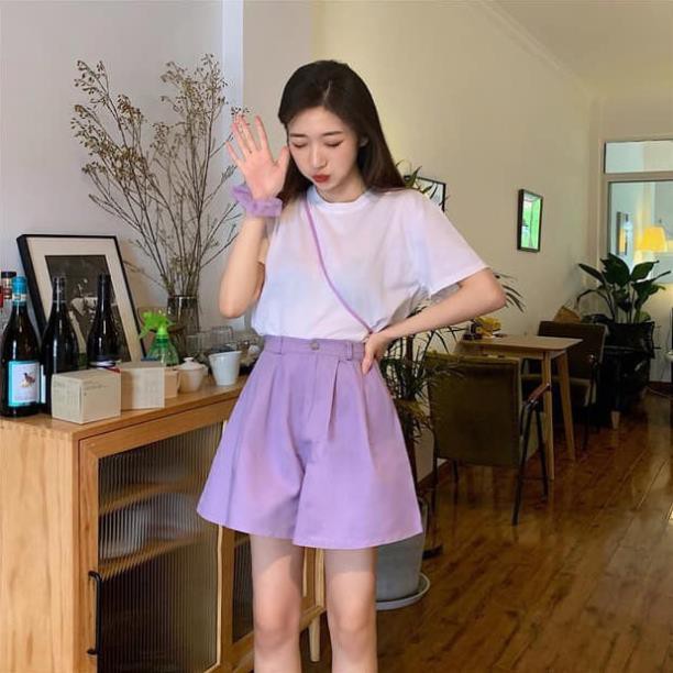 QUẦN SHORT NỮ CẠP CAO KAKI CÀI CÚC MÀU TÍM HOT - QUẦN ĐÙI ỐNG RỘNG KAKI ĐEN BE UNISEX  ཾ | BigBuy360 - bigbuy360.vn