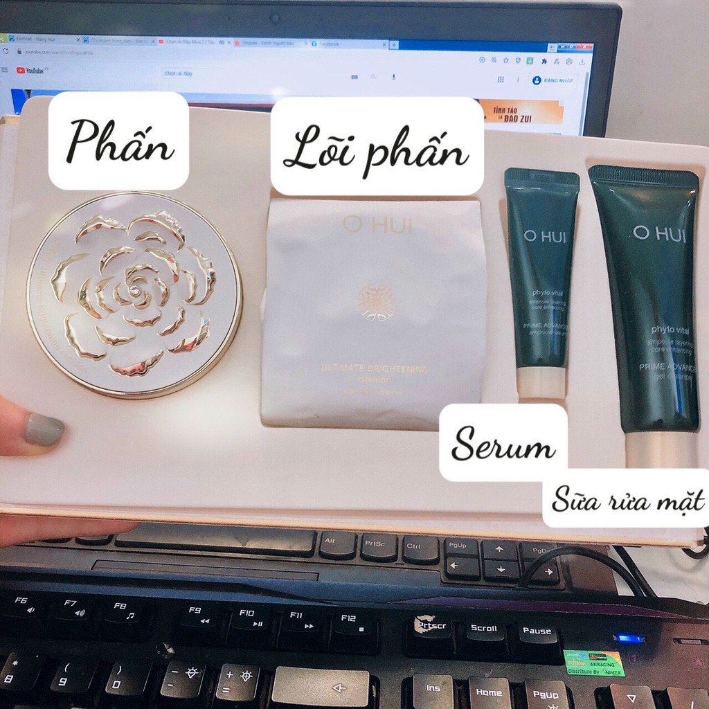 set phấn nước OHui xanh 6 món