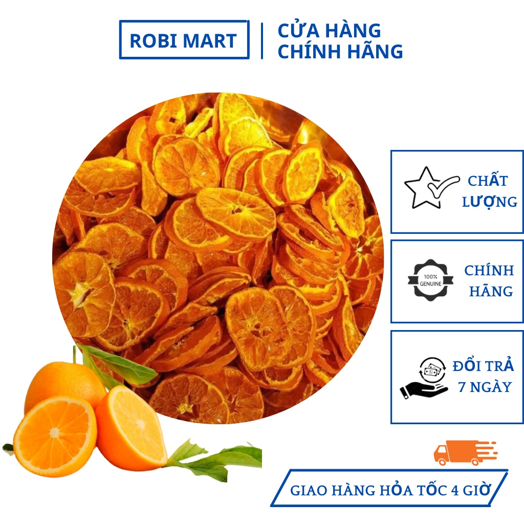 Quýt thái lát sấy lạnh Robi Mart gói 500g - Lát đẹp hàng chính hãng