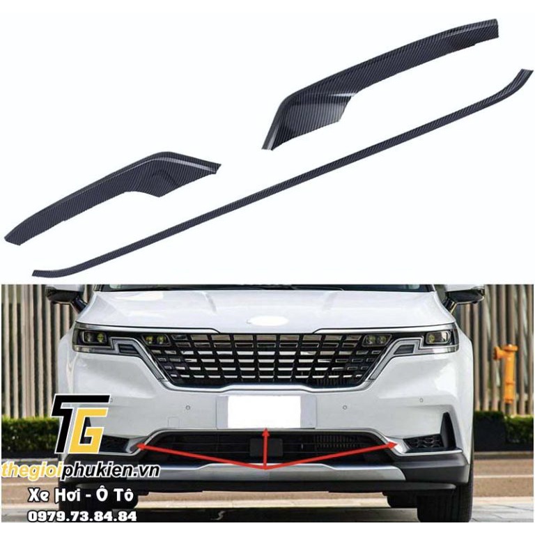 Ốp viền cản trước vân carbon cao cấp Kia Carnival 2022 - 3 chi tiết