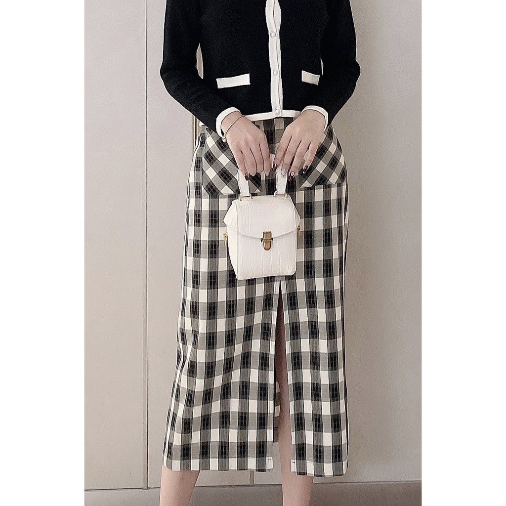 Chân váy dài kẻ caro túi ốp 2 bên JDW0431 - 92wear