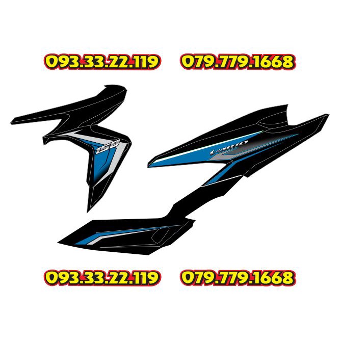 Tem Rời Xe Honda Vario 150 Phối Xanh Dán Xe Đen