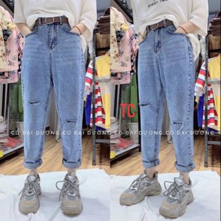 Quần baggy bò rách gối lệch