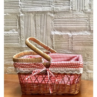 Giỏ mây picnic nhiều kích thước; Giỏ mây đựng đồ, trang trí nhà cửa có vải lót
