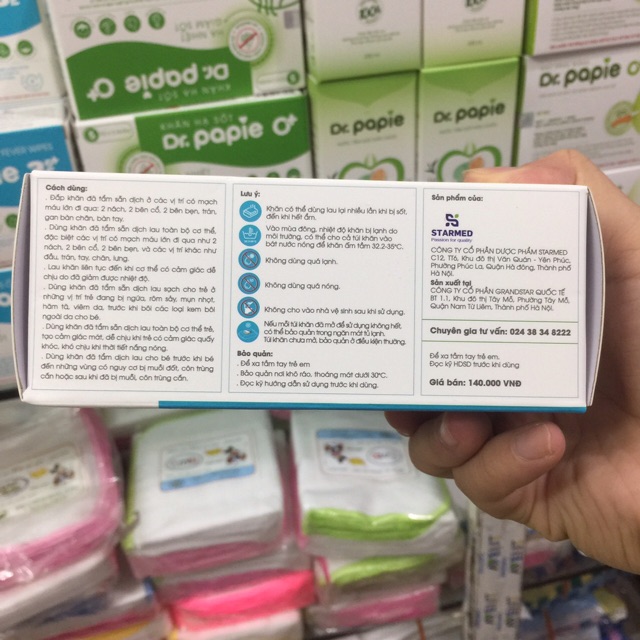 Khăn hạ sốt Dr Papie cho bé