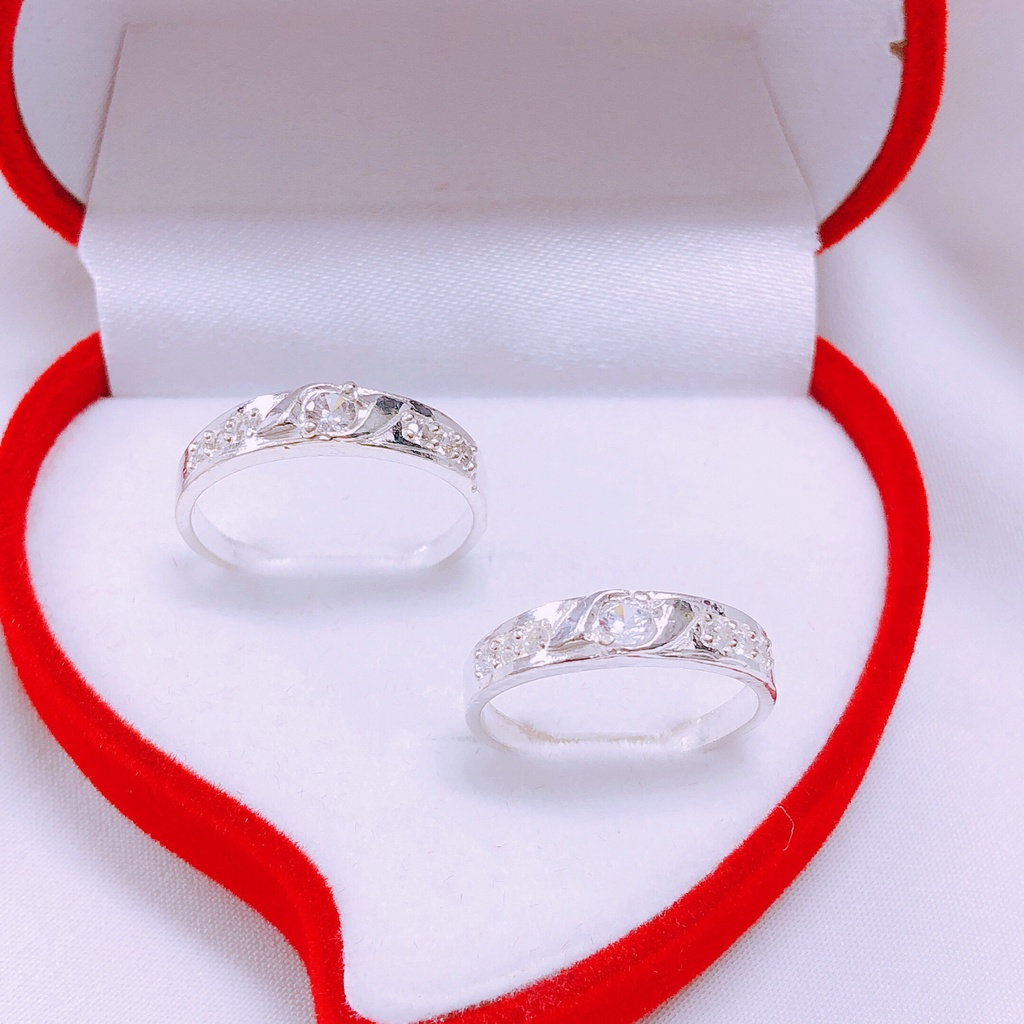Nhẫn đôi nhẫn cặp nhẫn cưới mặt đá xoắn trẻ trung LINH MIU SILVER