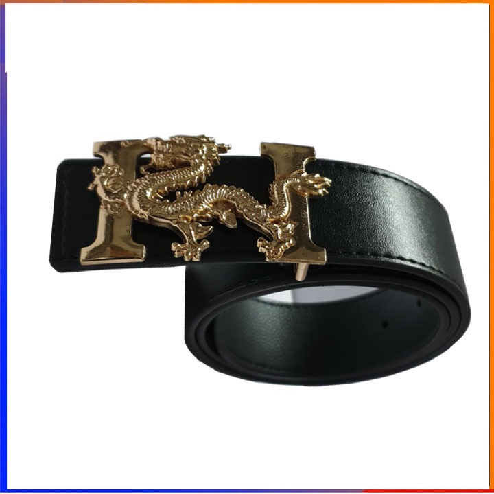 Thắt lưng da nam - Dây nịt nam da cá sấu màu vàng khóa mạ vàng hình rồng