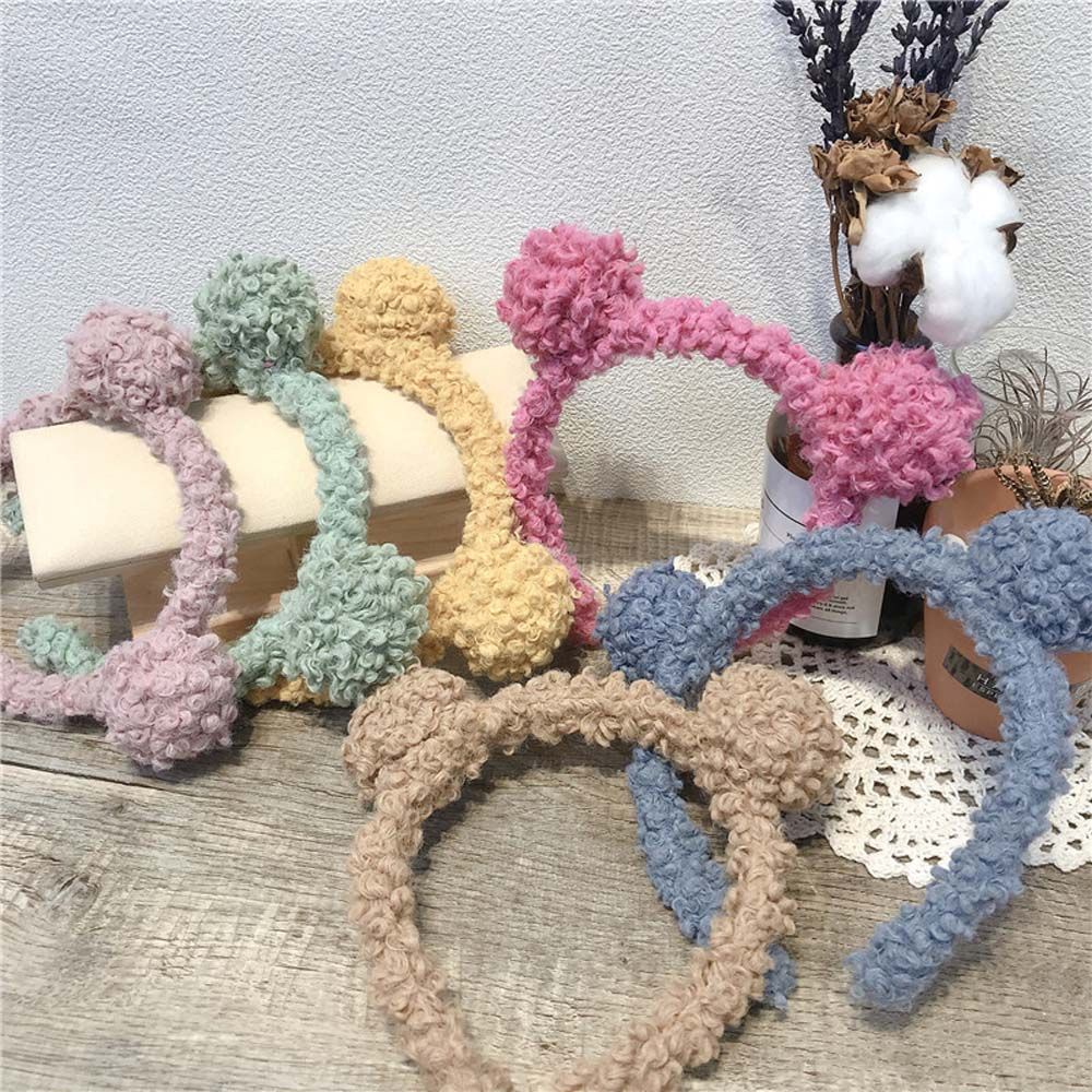 Băng Đô Cài Tóc Đính Bóng Lông Nhiều Màu Thời Trang Mùa Đông Hàn Quốc Cho Nữ